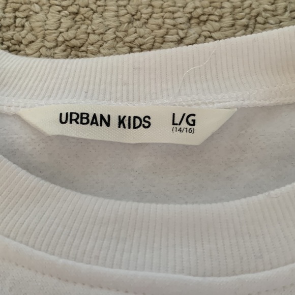 white fleece crewneck, fuzzy sleeves, worn once - Picture 3 of 3